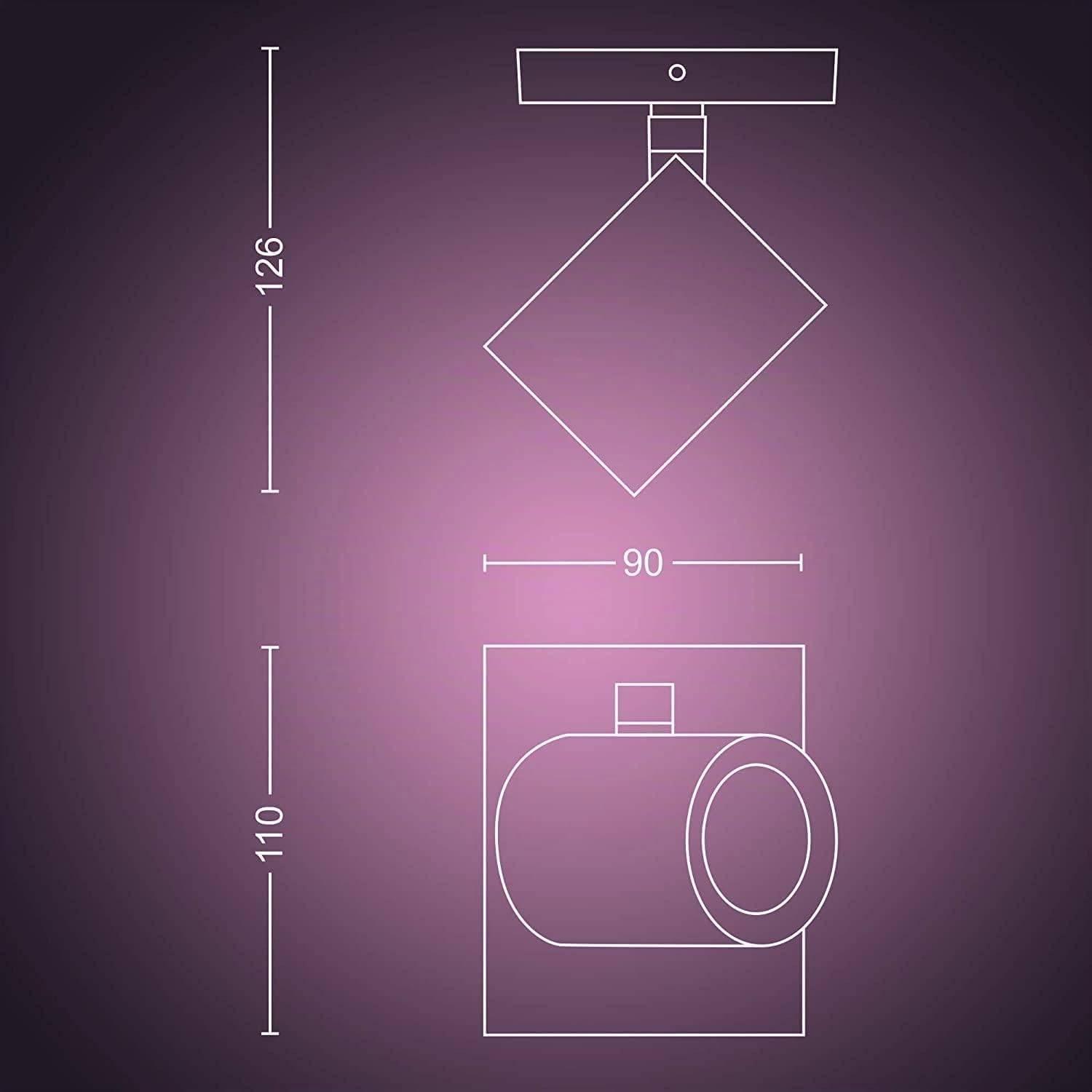 Philips Hue White & Color Ambiance Argenta LED 1er Spot (350 lm), dimmbare Deckenlampe für das Hue Lichtsystem mit 16 Mio. Farben, smarte Lichtsteuerung über Sprache und App, weiß, alte Generation
