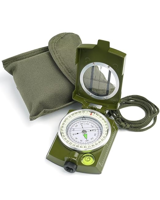 Military Waterproof Compass with Carry Bag Sighting | Waterproof and Shakeproof Compass Army Green Suitable for Camping, Hiking, Gifting-image-5