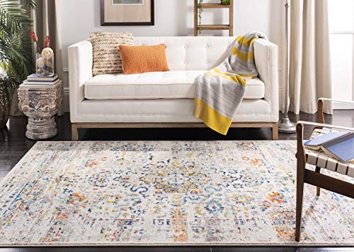 SAFAVIEH Traditional Rug for Living Room Dining Room, Bedroom - Madison Collection, Short Pile, in Cream and Blue, 91 X 152 cm - Image 3