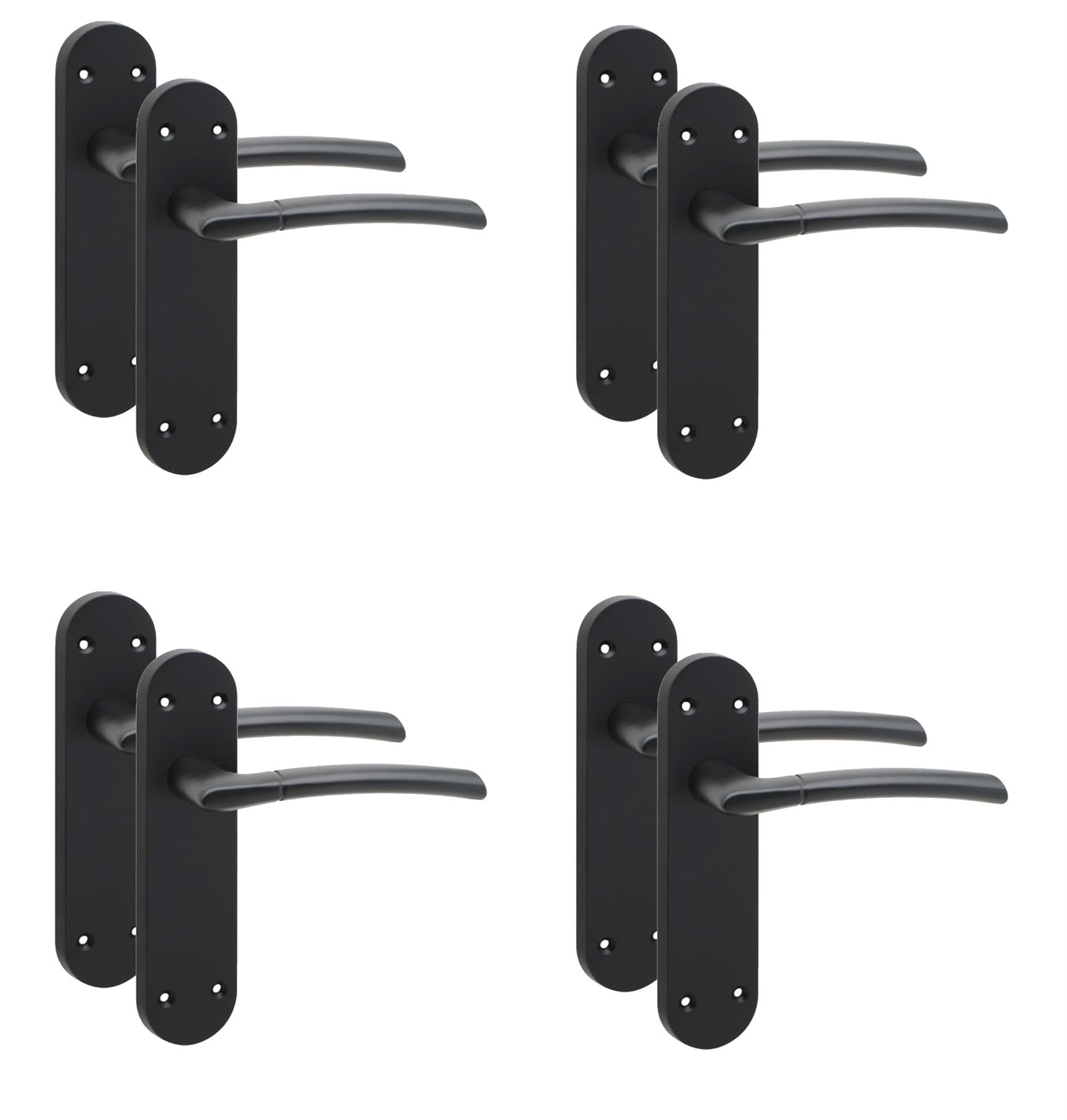 Golden Grace 4 Pairs Victorian Indiana Design Long Plate Internal Latch Door Handle Matt Black182mm X 45mm from B&Q