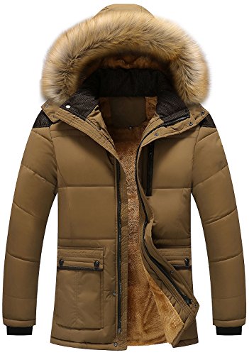 Image of chouyatou Men's Winter Removable Hooded Frost-Fighter Sherpa Lined Midi Packable Parka Jackets