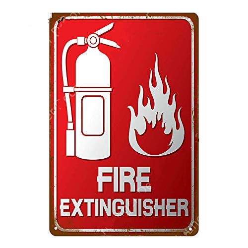 Vintage Metal Sign Fire Extinguisher Retro Poster Plaque Tin Sign Wall Decor for Kitchen Bar Pub Farm House 12x8inch