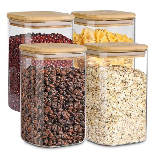 Glass Storage Containers with Airtight Bamboo Lids (4-Pack)