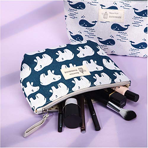 6 Pieces Canvas Cosmetic Bags Pouches For Purse With Zipper Printed Makeup Bag Multi Function Canvas Travel Pouch Organizer Pouch For Women Girls Vacation Travel, 6 Styles() #TOP5