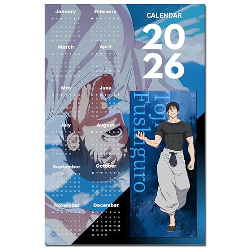 Image of 2026 Anime Wall Calendar 12 x 18 Inch | Toji Inspired Theme | Aesthetic Anime Poster Calendar | Room & Wall Decoration | Premium Print