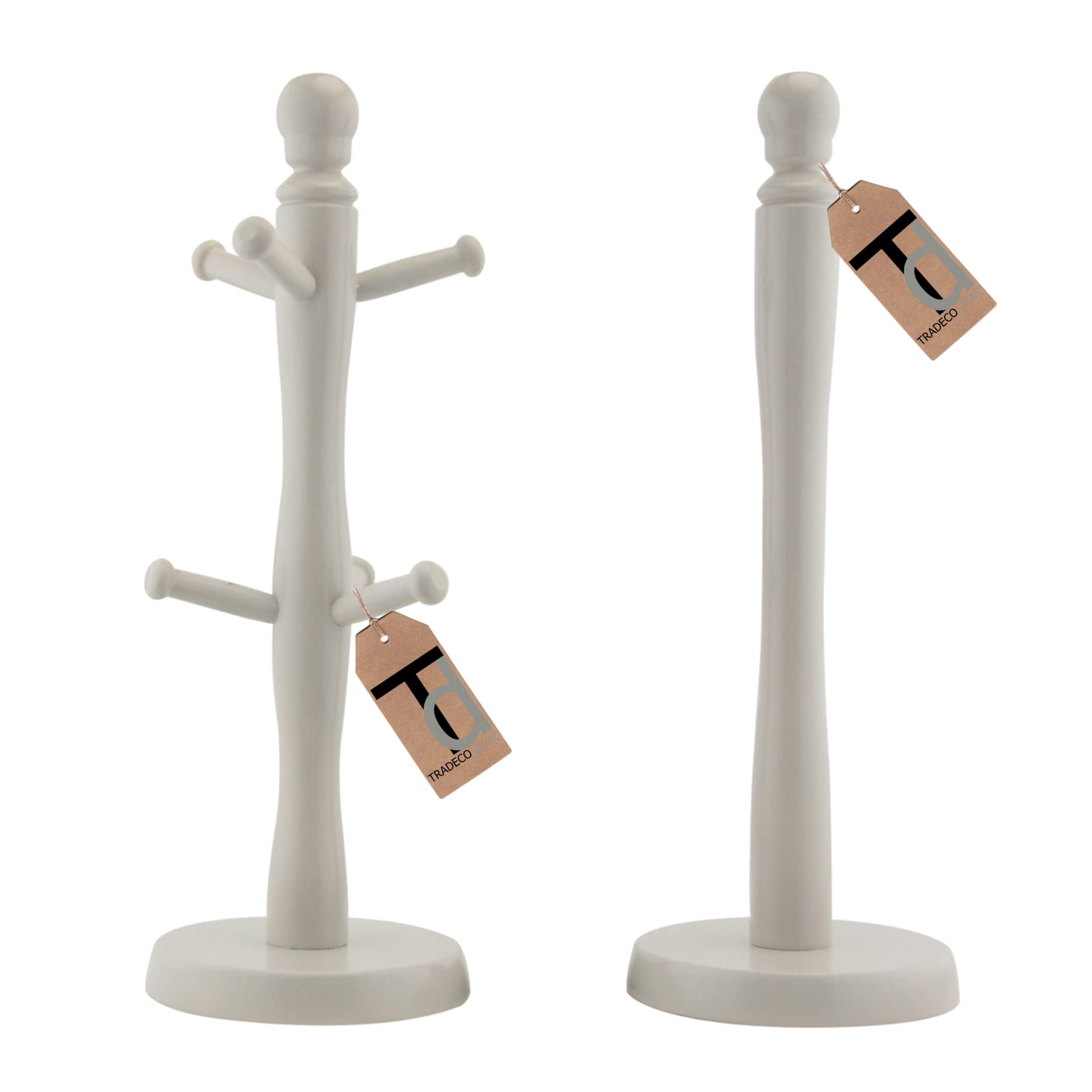 Tradeco Direct Grey Tradeco Direct® 2 Pc Mug Tree (6 Cup) & Kitchen Towel Holder Set Beech Wood 35Cm
