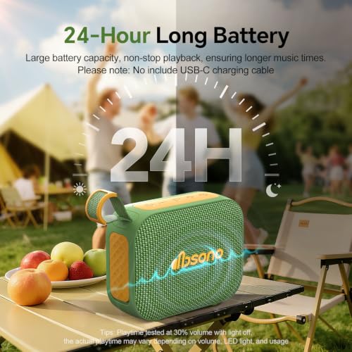 Image of Portable Bluetooth Speaker Line-in Support: IPX5 Waterproof, Dark Green