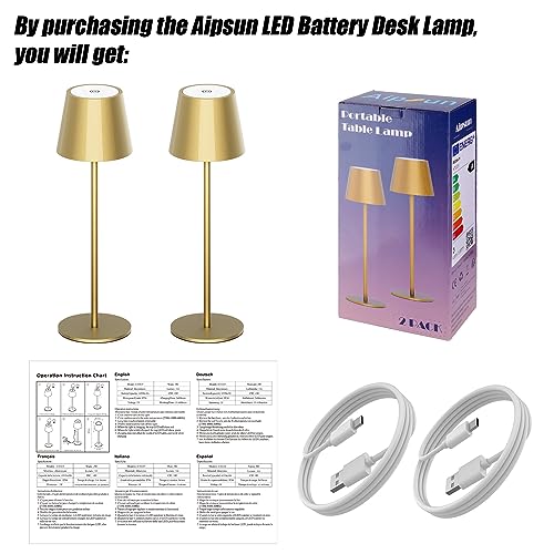 Aipsun 2 Pezzi Lampada da tavolo senza