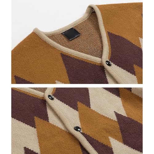 Men's Argyle Knitted Sweater Lightweight Color Block Men Knit Jacket Winter Button Up Knits Sweaters Coat2