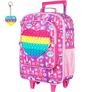 Kids Suitcases for Girls, Cute Unicorn Luggage Rolling with Wheels, Kids Carry On Luggage for Children Toddler Elementary – Rose