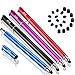 B&D 2 in 1 Penna Capacitiva/Pennino Capacitivo Universale in Gomma di Ricambio per Tutti Gli Smartphone e Tablet Touchscreen (Nero/Blu/Viola/Rosso)