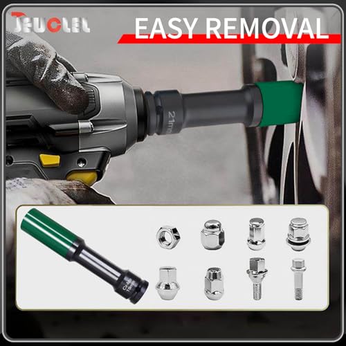 Image of 19mm 1 /2 inch Extra-Long Wheel Protector Impact Socket, Lug Nut Removal | 6 Point, Non-Marring, Thin Wall, Deep Socket, Wheel Protector, Protective Socket, Color-Coded, Cr-Mo Steel, Hand Repair Tool