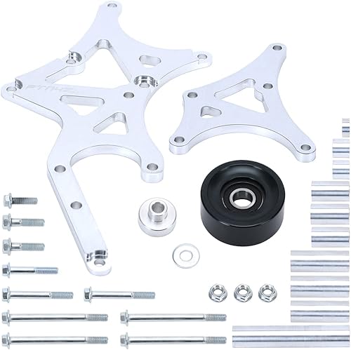 Soporte de aluminio para bomba de dirección asistida del alternador del lado del conductor compatible con GM LS Truck Silverado Sierra Yukon Tahoe