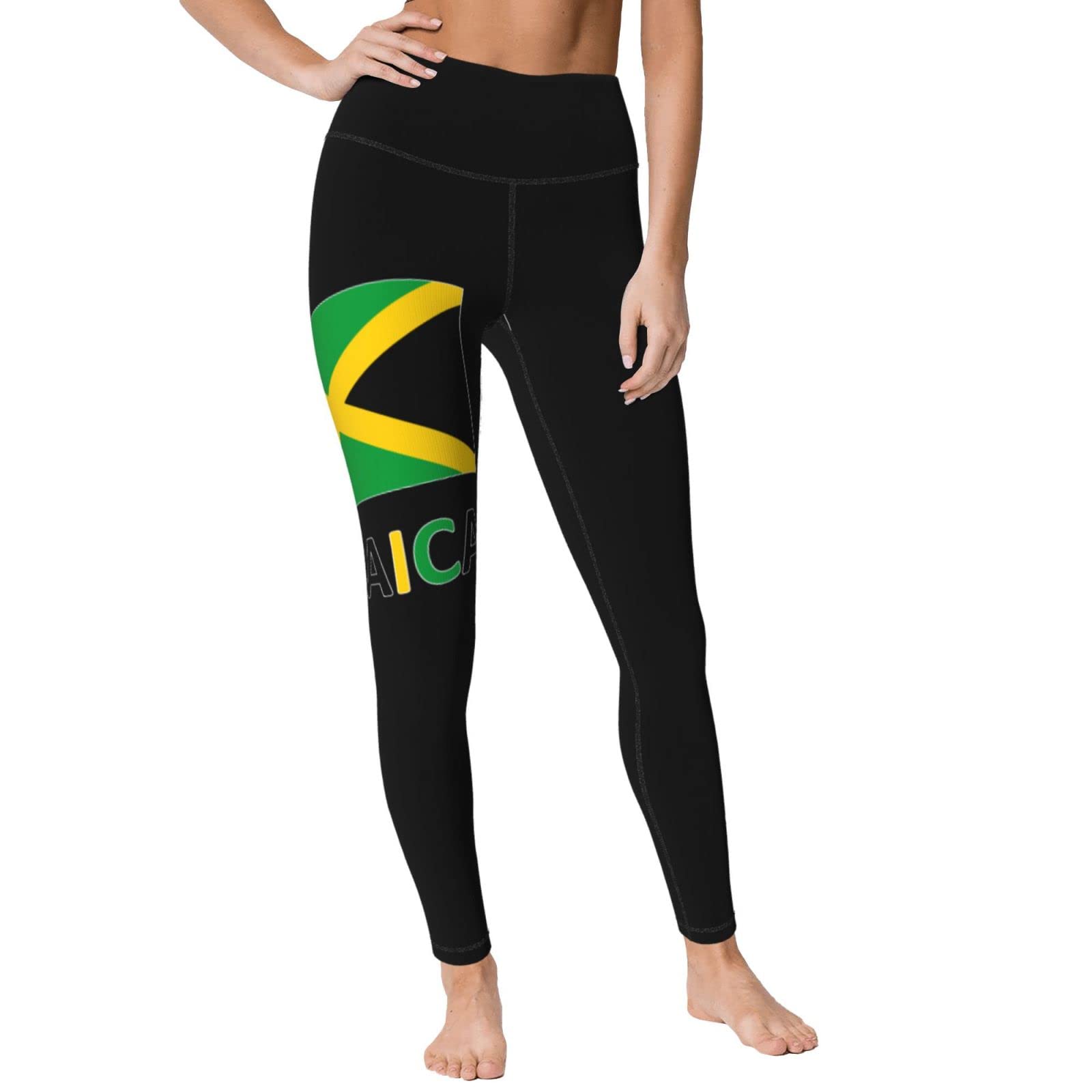 Jamaican Flag Women's Yoga Pants Capri Leggings High Waist Tights Skinny Pants Black