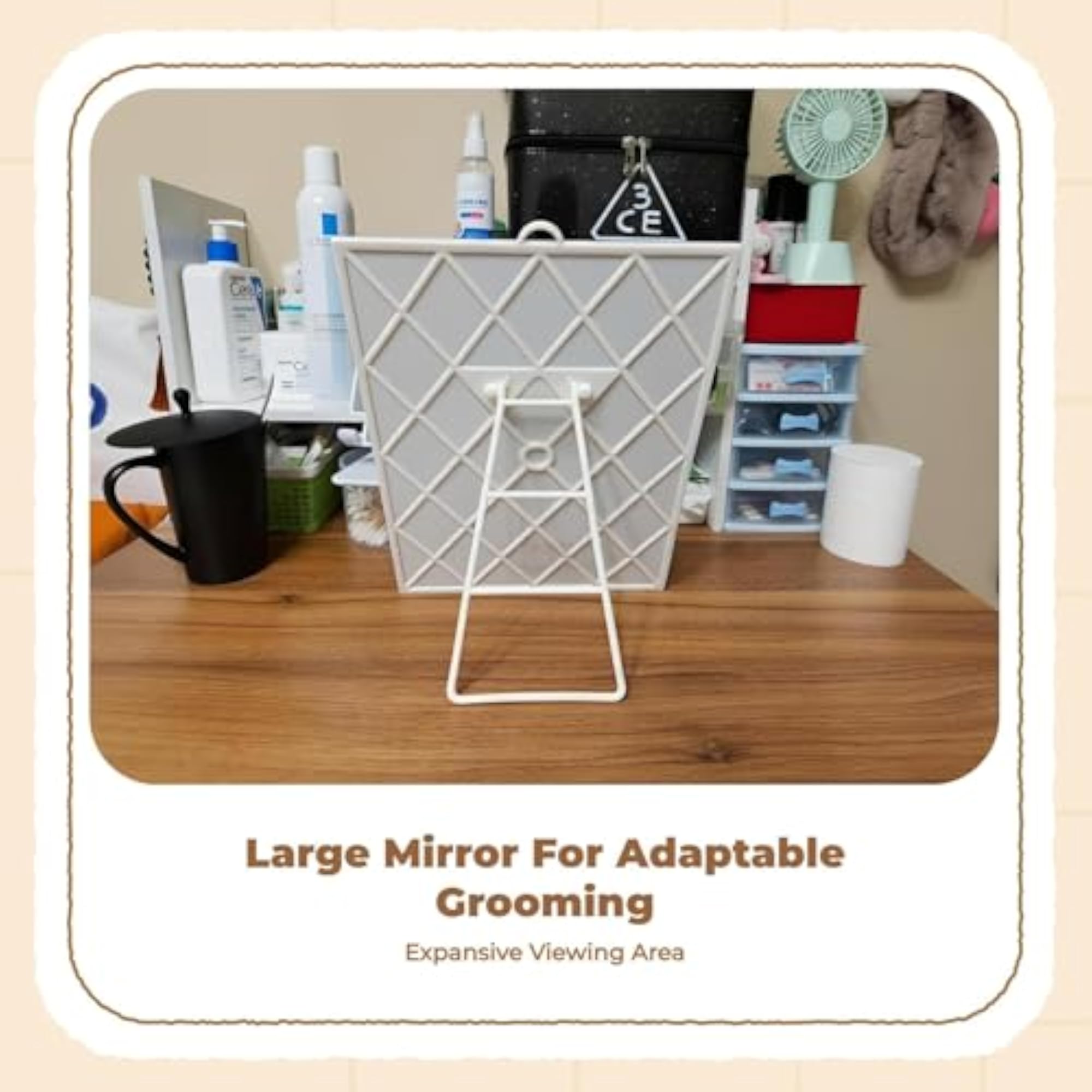 High-Definition Foldable Makeup Mirror for Desktop Use