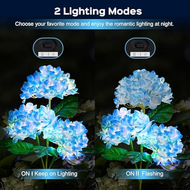 Solar Garden Lights Hydrangea Flowers Landscape Lights Colorful LED Two Lighting Modes