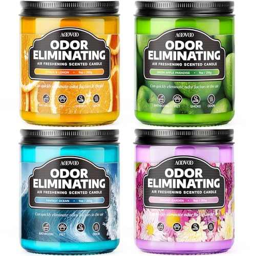 Aoovoo 4 Pack Odor Eliminating Highly Fragranced Candle