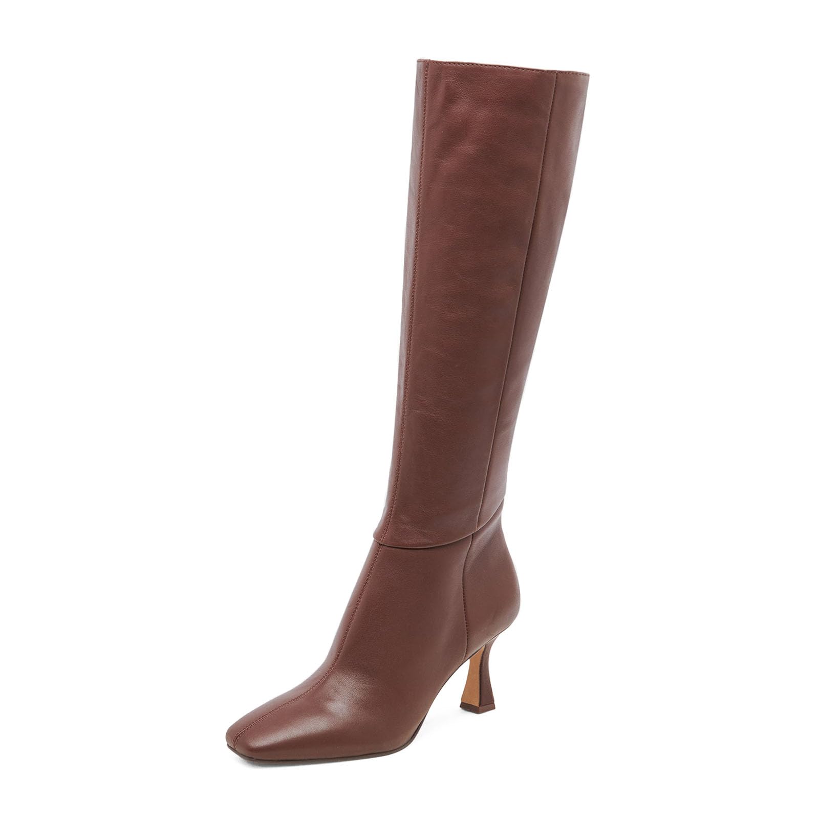 Knee High Boots Women Wide Calf Faux Leather Square Toe Side Zipper Fall Long Tall Boots for Women