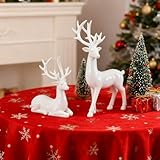2Pcs Reindeer Christmas Decorations, A Pair of Reindeer Figurines- Shiny Electroplated Metal Surface, Non-Fading, Christmas Deer Ornaments for Living Room, Bedroom, Bookshelf, Desktop (White) - Image 3