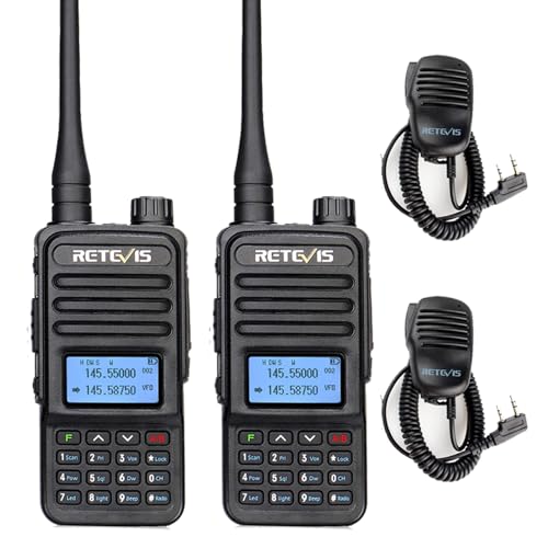 Retevis RT85 Ham Radios Long Range,Walkie Talkies with Shoulder MIC,Dual Band Radio,DTMF,VOX,Emergency Alarm,Flashlight,Handheld Ham Radios for Family Survival Gear Camping Hunting (2 Pack)