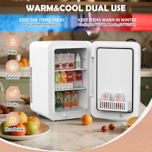 Image of advwin 22L Mini Fridge for Bedroom, 30 Cans Portable Cooler & Warmer Compact Refrigerators with AC /DC Power for Skin Care, Beverage, Cosmetics, Food, Drinks, Office Desk Dorm Room