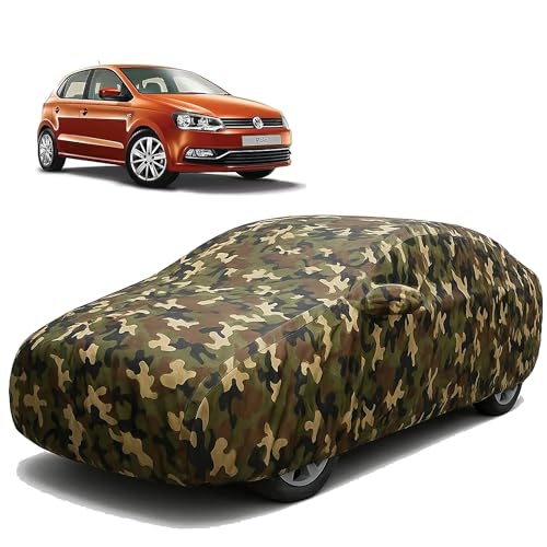 Image of Sulfar 100% Waterproof Car Body Cover Compatible with Mirror for Volkswagen Polo Equisite with Long Lasting Durable Material (Triple Stitched, Full Bottom Elastic, Camouflage Army)