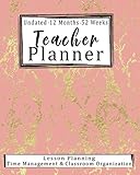  Teacher Planner Undated 12 Months 52 Weeks: Dark Pink and Marble Design Undated Teacher Planner And Record Book  Academic Year Lesson Plan Time ...  Perfect Teacher Appreciation Gift