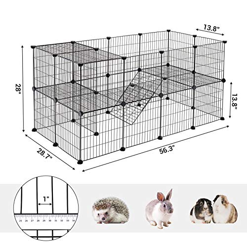 Songmics Pet Playpen, Small Animal Playpen, Two-Story Pet Premium Villa With Ramp, Diy Metal Wire Fence For Ferret, Rabbits, Pet Rat, Puppy, Indoor Use, Black Ulpi02H #TOP4