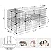 SONGMICS Pet Playpen, Small Animal Playpen, Rabbit Guinea Pig Cage, Zip Ties Included, Metal Wire Apartment-Style Two-Story Pet Premium Villa for Bunnies Puppies, Indoor Use, Black ULPI02H
