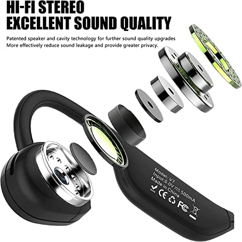 Open Ear Air Conduction Headphones, Wireless Earphones Bluetooth 5.3 Headset, Up to 10+ Hours Playtime Sports Headphones for Running/Cycling/Hiking/Gym/Climbing/Driving/Music/Gaming/Working (Black)