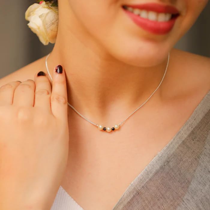 Image of House Of Aadyaa Handmade Silver Mangalsutra for Women | Made in 92.5 Silver | Silver Gifts for Women