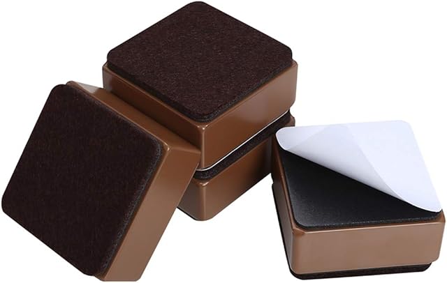 Ezprotekt 1.2" Lift Furniture Risers Carbon Steel Bed Risers, 2.36" Self-Adhesive Heavy Duty Furniture Raisers Adds 1.2" Height to Beds Sofas Cabinets Supports 20,000 lbs, Square Brown