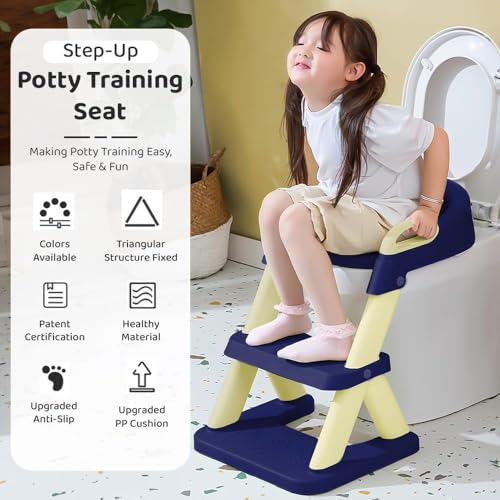 Image of StarAndDaisy Baby Potty Training Seat for Kids 1-3 Years | Toilet Seat for Kids with Height Adjustable & Removable Soft Cushion, Fits All Western Toilets seat (Blue Yellow)