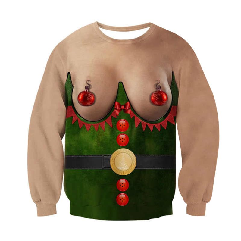 Unisex Ugly Christmas Sweatshirt Long Sleeve Merry Christmas Shirts For Women Funny 3D Naked Xmas Dog Santa Pullover 1 Unisex Ugly Christmas Sweatshirt Long Sleeve Merry Christmas Shirts For Women Funny 3D Naked Xmas Dog Santa Pullover