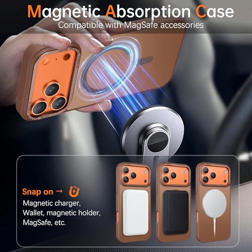 Image of YINLAI for iPhone 17 Pro Max Case 6.9-inch,Magnetic Compatible with MagSafe, Slim Matte Anti-Fingerprint, Shockproof Full Body Military Grade Protection for iPhone 17 Pro Max Cover, Brown