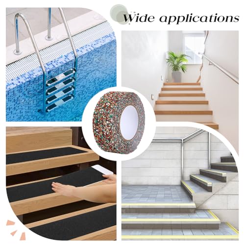 Image of MAYJOYDIY 5.5 Yards Red PET Anti Slip Tape 2 Inch Self-Adhesive Non Skid Tape High Friction Tape Non-Slip Traction Grip Tape for Staircases Shower Stairs Pool Tubs Wet Areas
