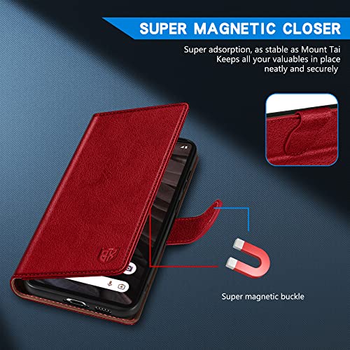Image of ZZXX for Google Pixel 7a Wallet Case Magnetic Closure 6.1 inch,Red