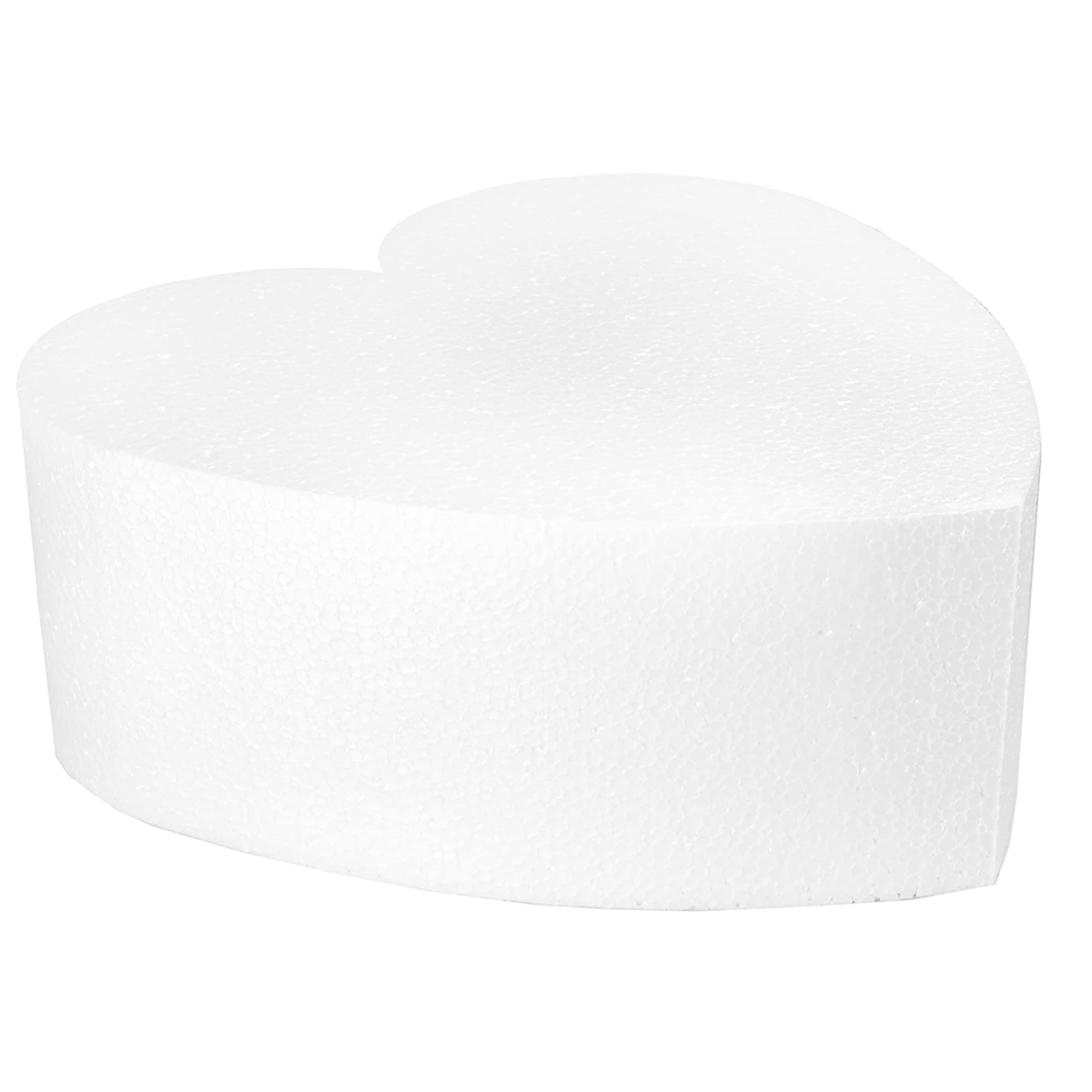 O'Creme Polystyrene Dummy Cake Decorating Display for Baked Goods Bakery Supplies Heart Shape - White (4”H x 9")