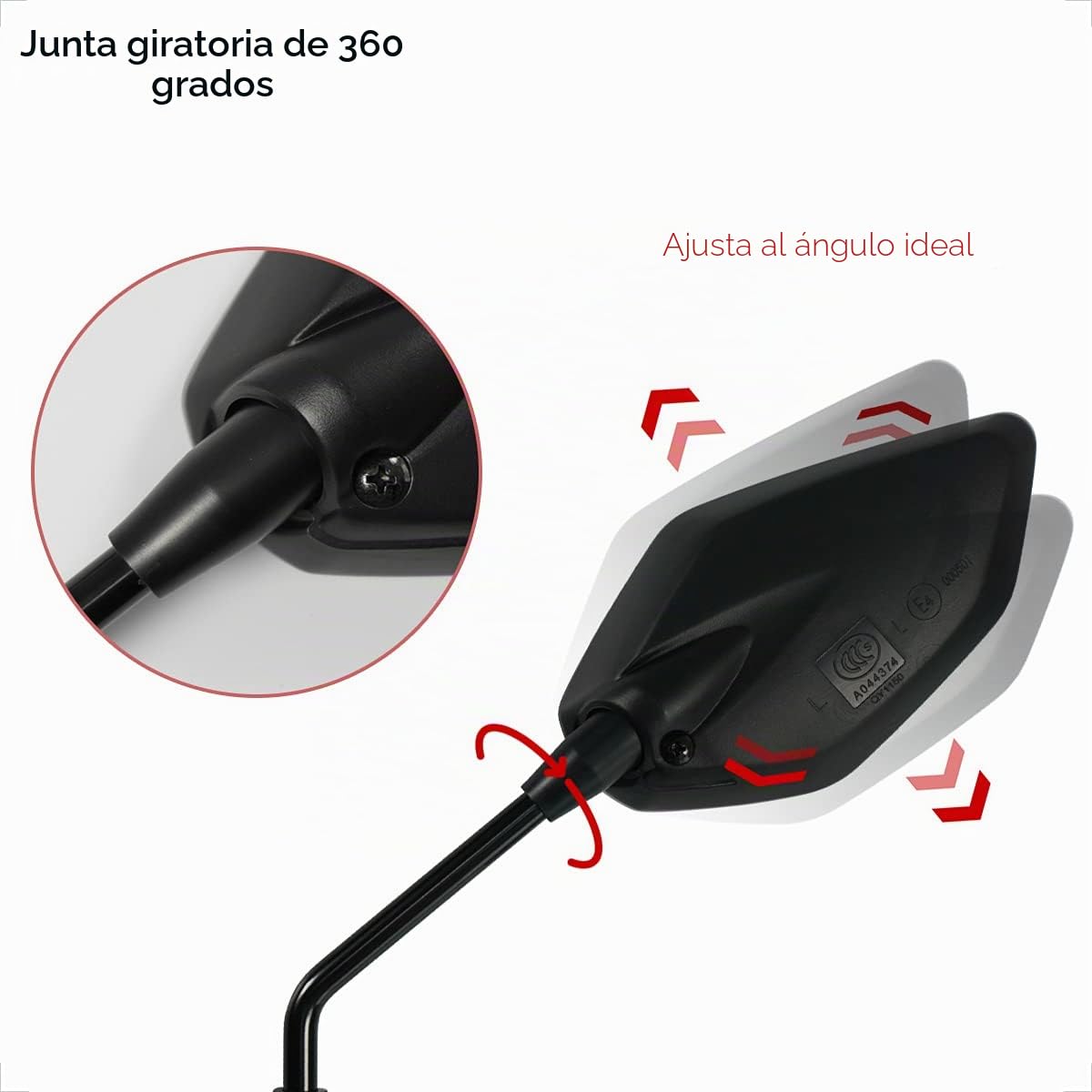 Evermotor - Espejo retrovisor universal para moto y scooter lateral homologado E, espejo retrovisor E4, 1 rosca M10 a la derecha + 1 rosca M10 a la izquierda, 2 roscas M8 a la derecha + 1 rosca M8 a