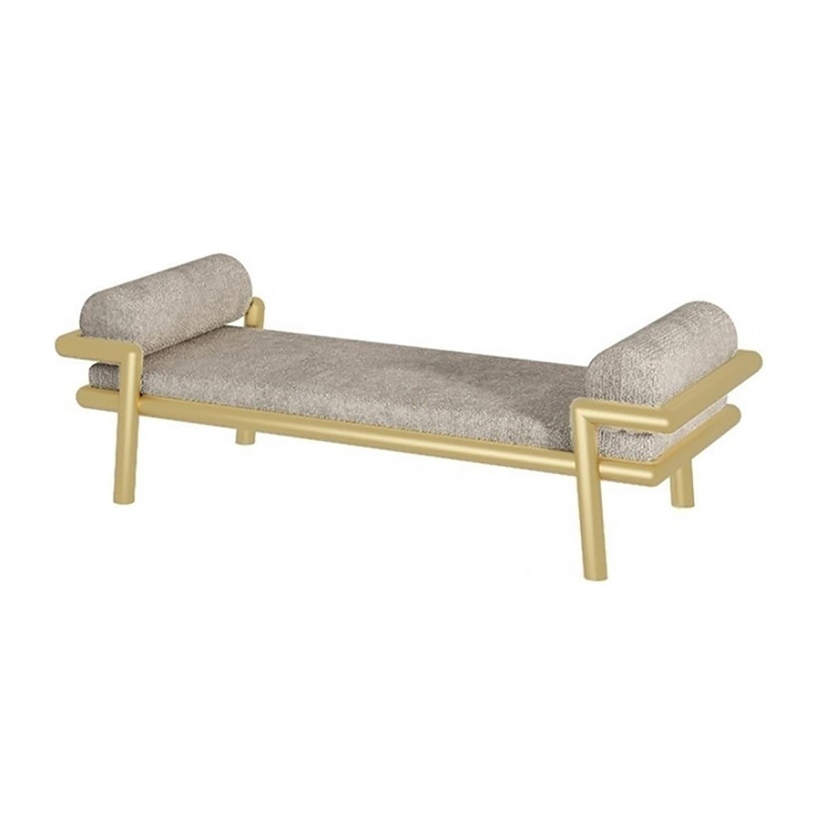 Banc de lit moderne en métal avec assise rembourrée et rangement pour chambre et entrée
