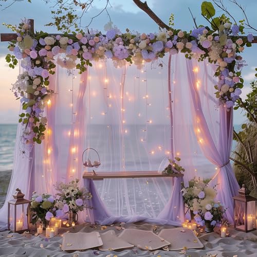Cortinas de tul lavanda con luces 10x10 pies miniatura 6