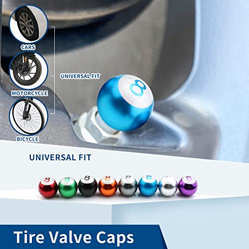 Image of Valve Caps Aluminum 8 Ball Cars Tires Valve Stem Caps Cover Dustproof Universal for Most of Cars SUV Bike Trucks Motorcycles 4 Pcs /Set (Metallic Blue)