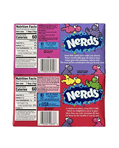 Image of Nerds candy Rainbow & Grapes-strawberry (Pack of 2 variants) Imported.