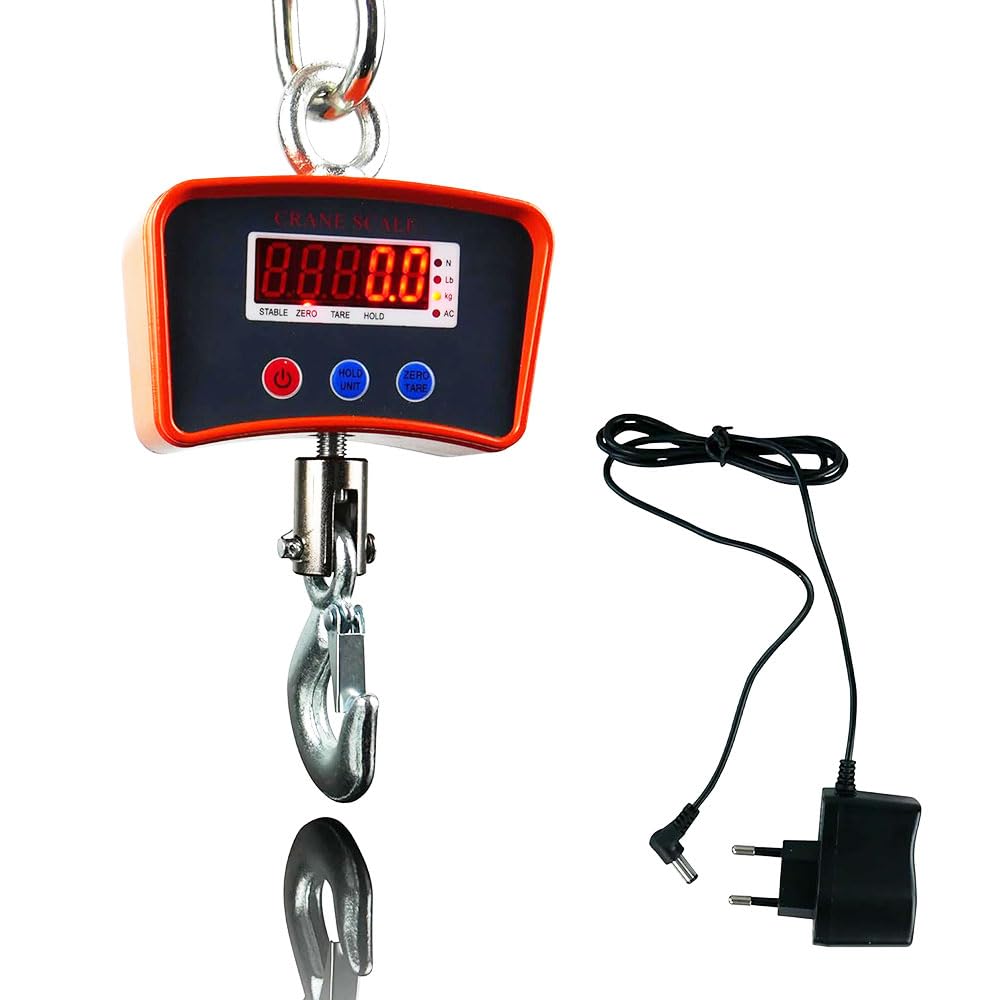 Digitale Kranwaage 1000 kg | Professionelles Dynamometer mit hoher Präzision mit Haken aus Edelstahl