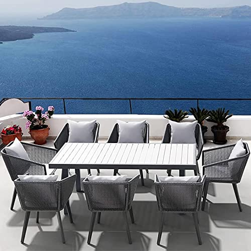 Astomi Outdoor Patio Furniture Set: Wicker Dining Chairs Sets of 8 and Table for All Weather Resistant Backyard Conversation Garden Poolside Balcony - 9 Piece Astomi Outdoor Patio Furniture Set: Wicker Dining Chairs Sets of 8 and Table for All Weather Resistant Backyard Conversation Garden Poolside Balcony - 9 Piece