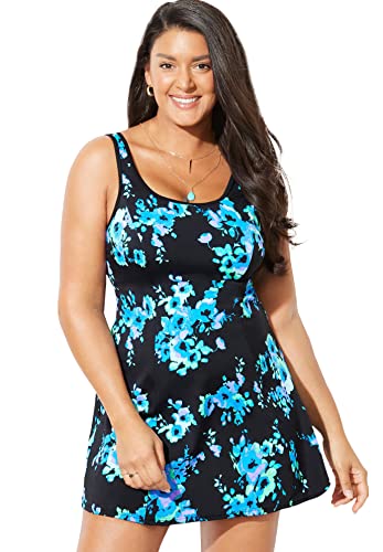 Swimsuits For All Women's Chlorine Resistant Tank Swimdress (Plus
