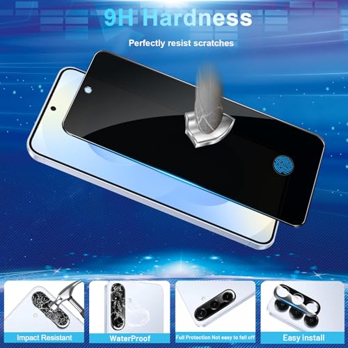 Image of [2+2 Pack Privacy Screen Protector Compatible with Galaxy S25 5G, 2 Tempered Film - 2 Camera Lens Glass - High Clarity - Anti-Spy Protection - Scratch Resistant - Easy Installation