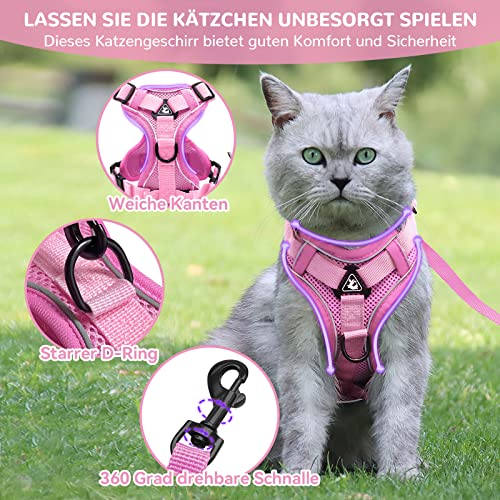 Cat Harness and Lead Set, Adjustable Kitten Harness and Lead Set including Reflective Strips Escape-Proof - Image 3