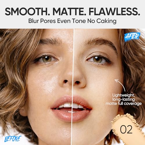 Image of SKINTIFIC Ultra Cover Powder Foundation For Oily Skin 02 Ivory | Full coverage matte finish, one-swipe flawless, oil control, long-lasting pore-blurring pressed powder for oily skin.