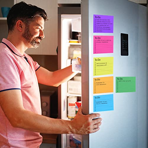 Image of TIESOME 6 Pack to Do List Sticky Notes, 300 Sheets to Do Self-Adhesive Sticky Notes with Line, Colours Self-Adhesive Memo Sticky Notes Notepad Bulk Home Office School Planner Reminder